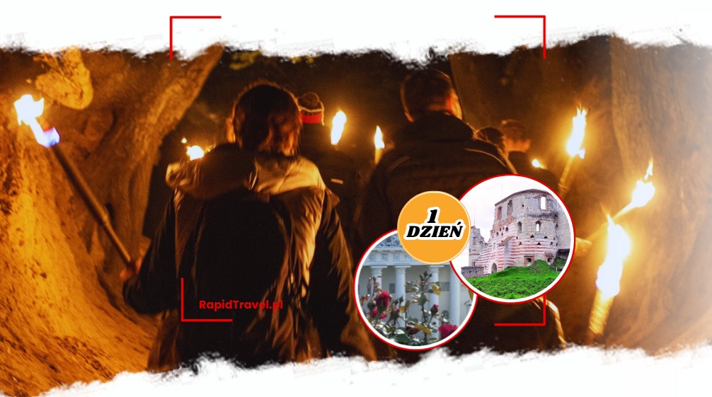 Kazimierz w świetle pochodni oraz ruiny zamku i róże